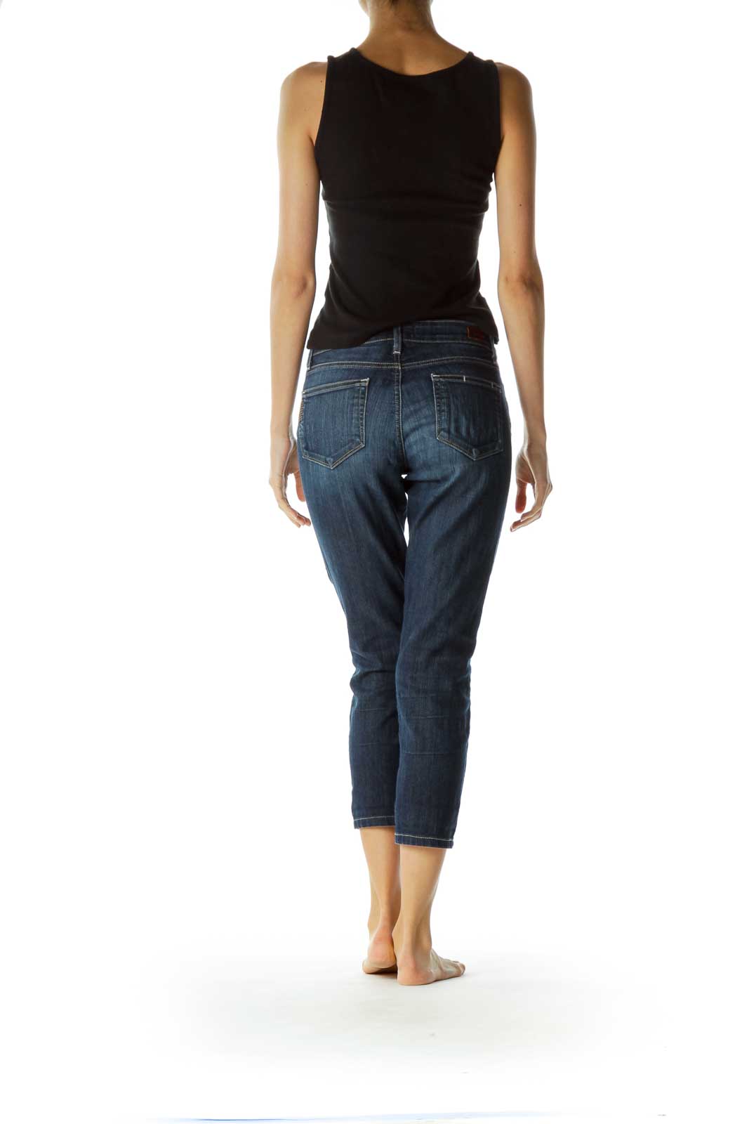 Blue Denim Straight Leg Ankle Pants