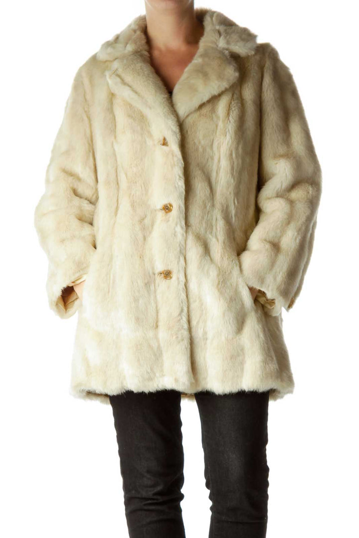 White Fur Single Breasted Coat