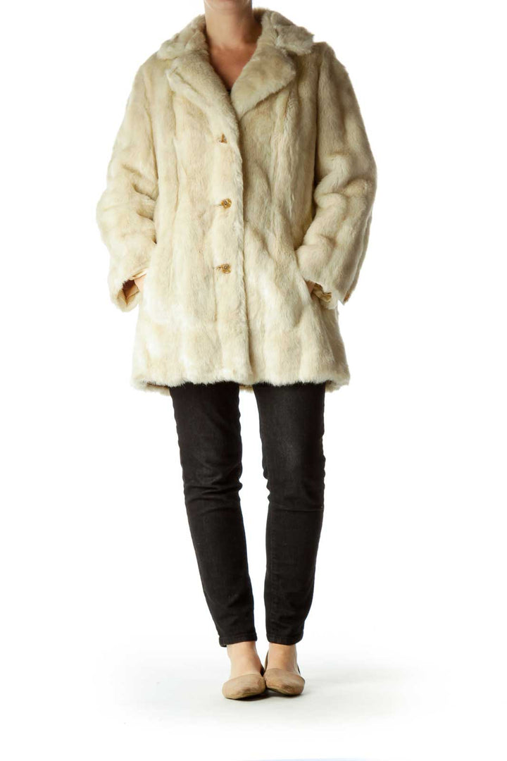 White Fur Single Breasted Coat