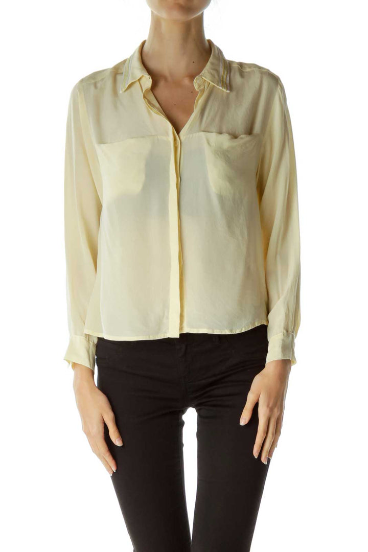 Yellow Gold Collared Long Sleeve Blouse