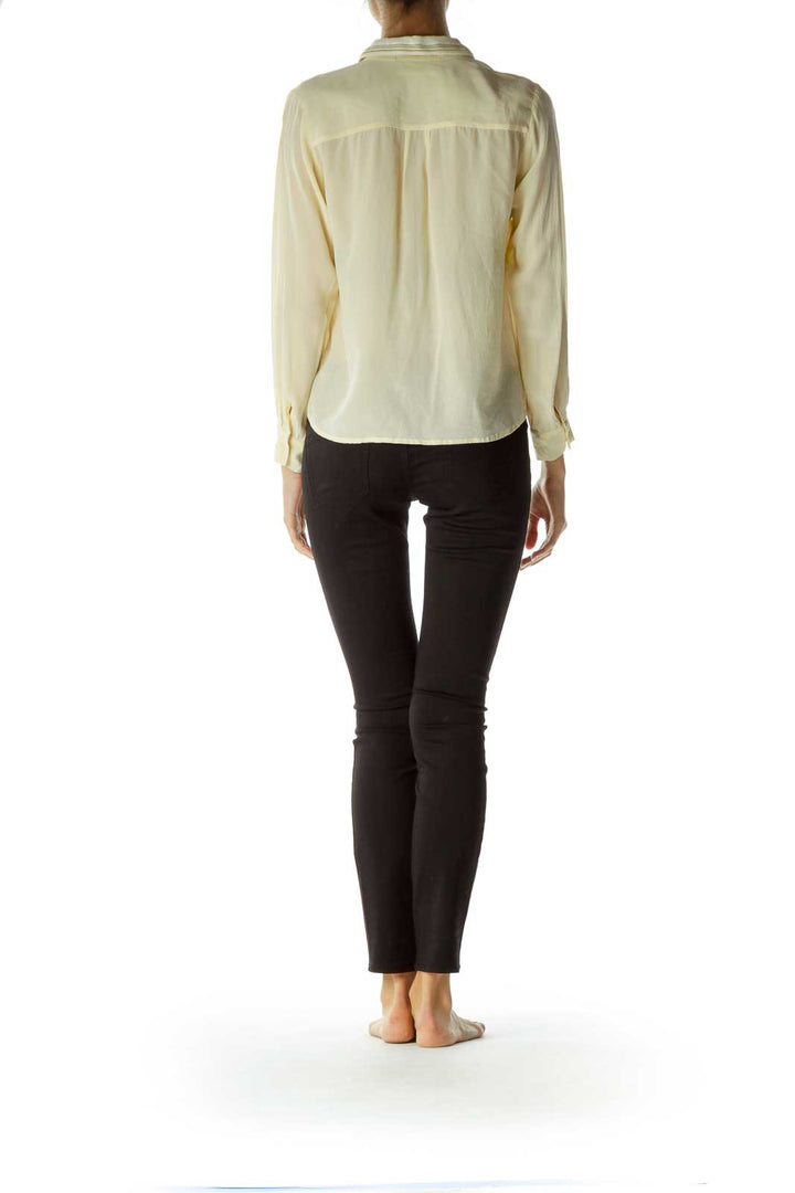 Yellow Gold Collared Long Sleeve Blouse