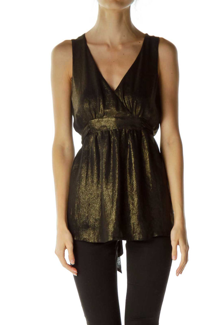 Gold Tie Sleeveless Shirt