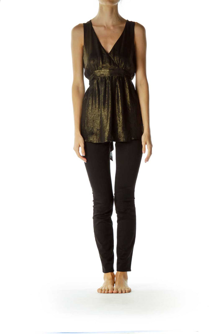 Gold Tie Sleeveless Shirt