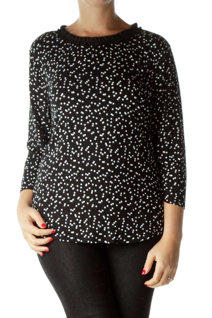 Black and White Printed 3/4 Sleeve Blouse