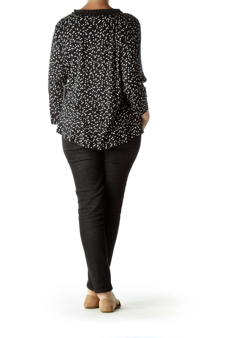 Black and White Printed 3/4 Sleeve Blouse