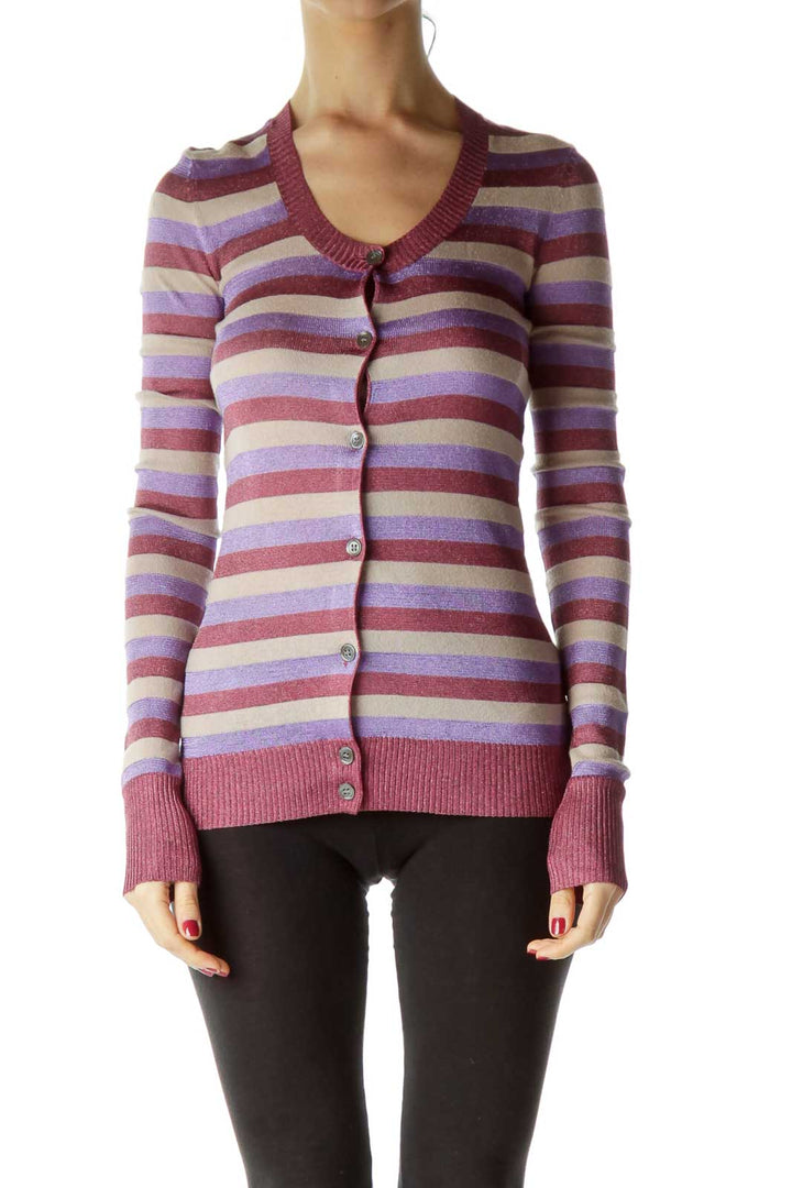 Multicolored Metallic Striped Sweater