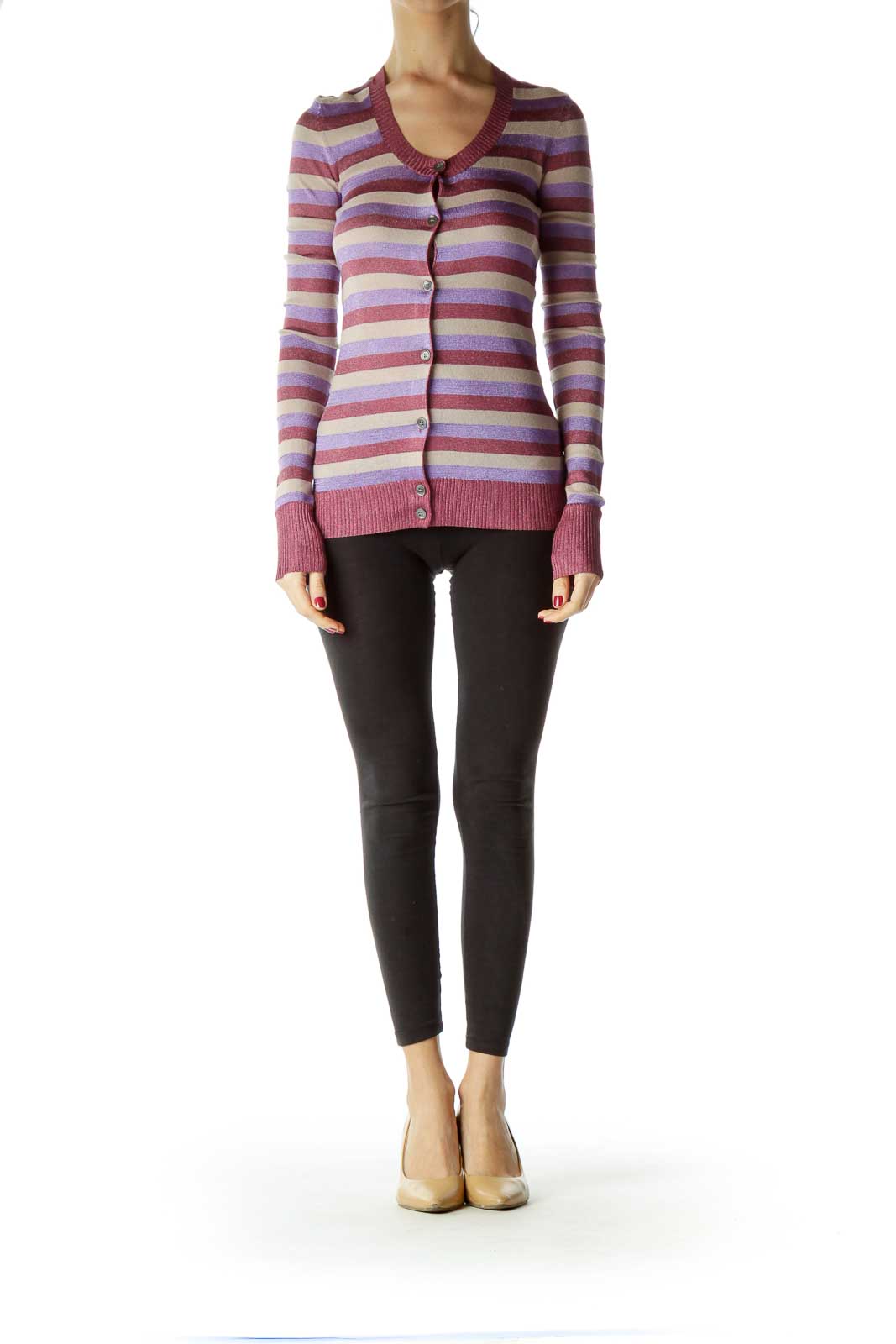 Multicolored Metallic Striped Sweater