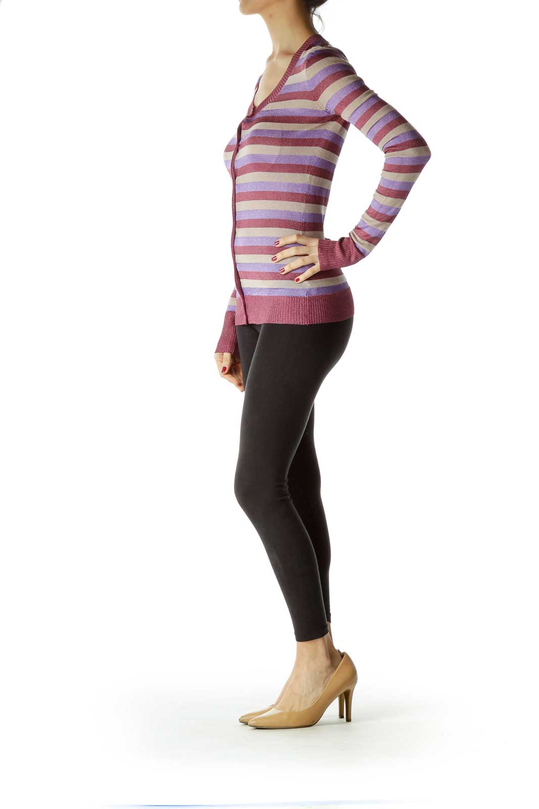 Multicolored Metallic Striped Sweater