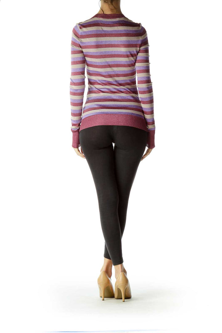 Multicolored Metallic Striped Sweater