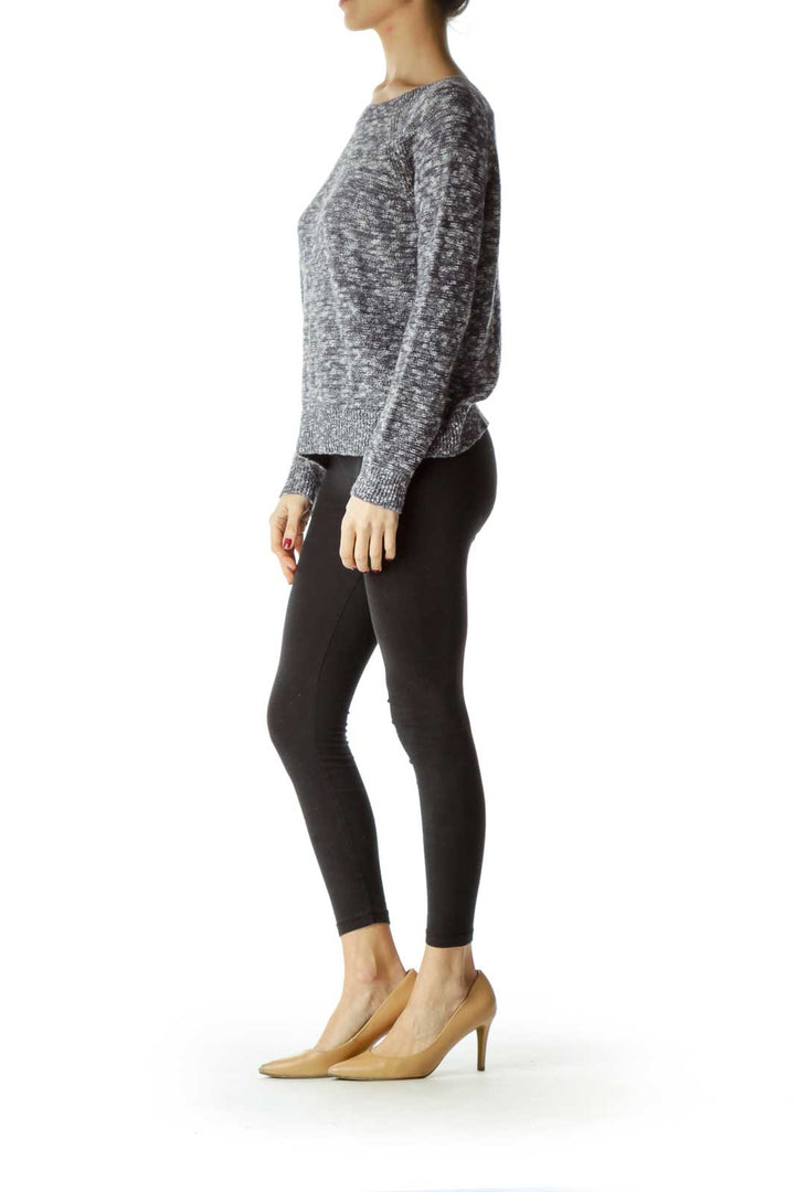 Gray Round Neck Mottled Sweater