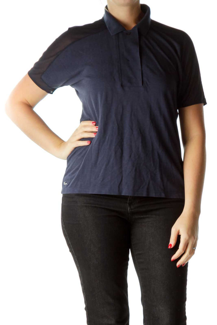 Navy Sheer Back Polo Shirt