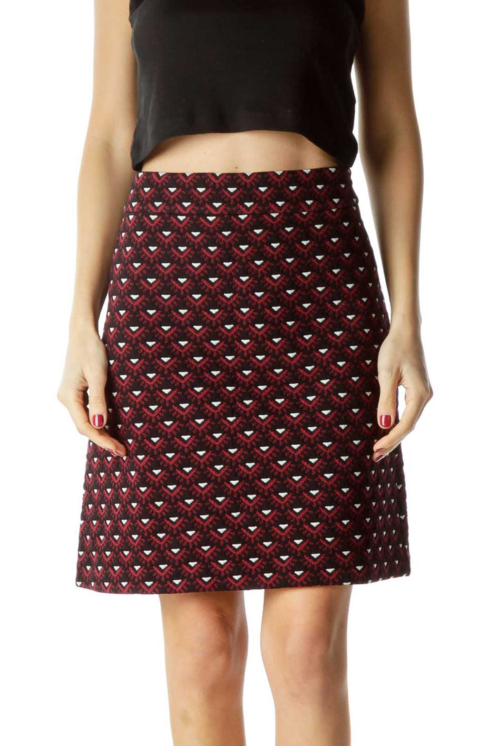 Multicolor Printed Stretchy A-Line Skirt