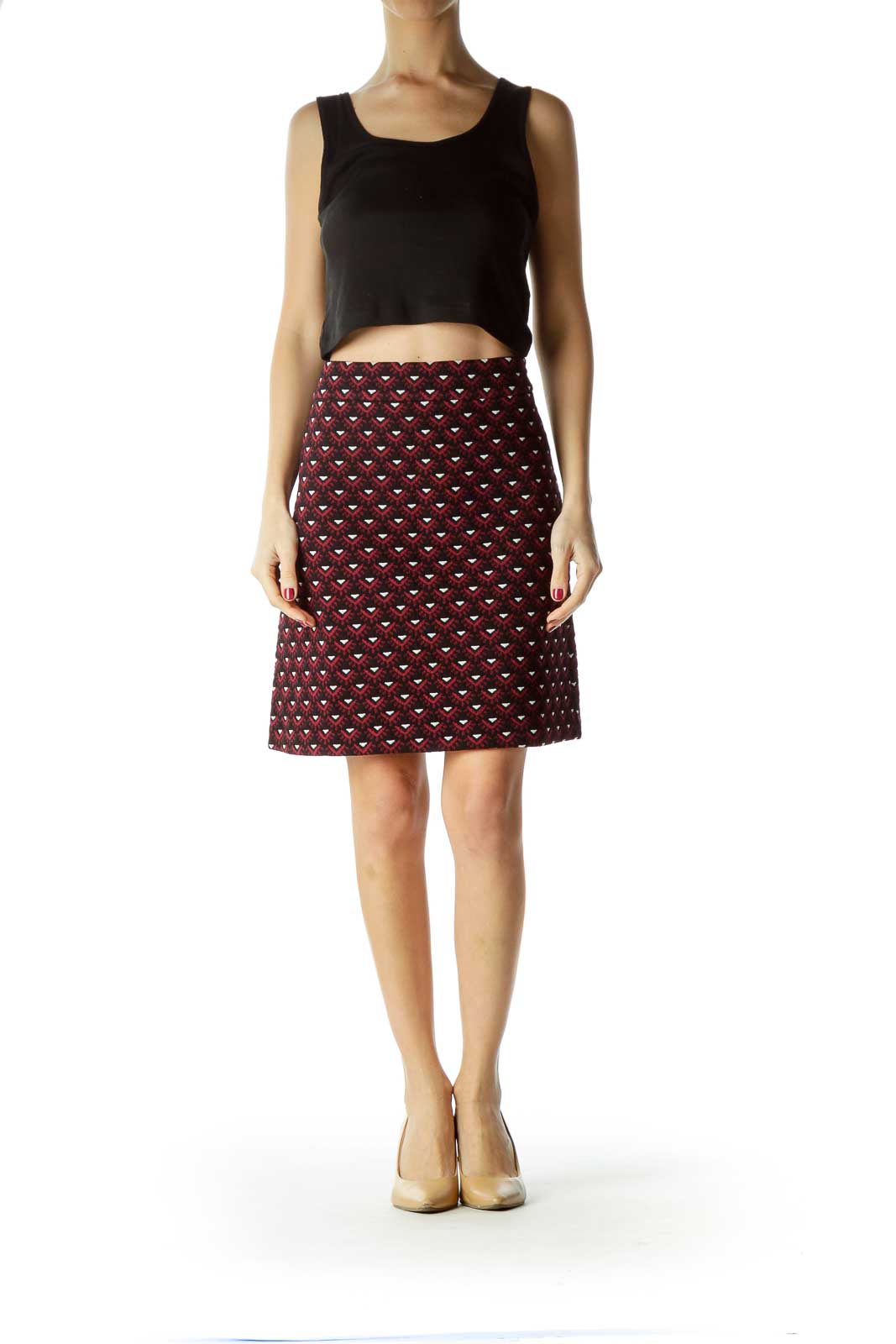 Multicolor Printed Stretchy A-Line Skirt