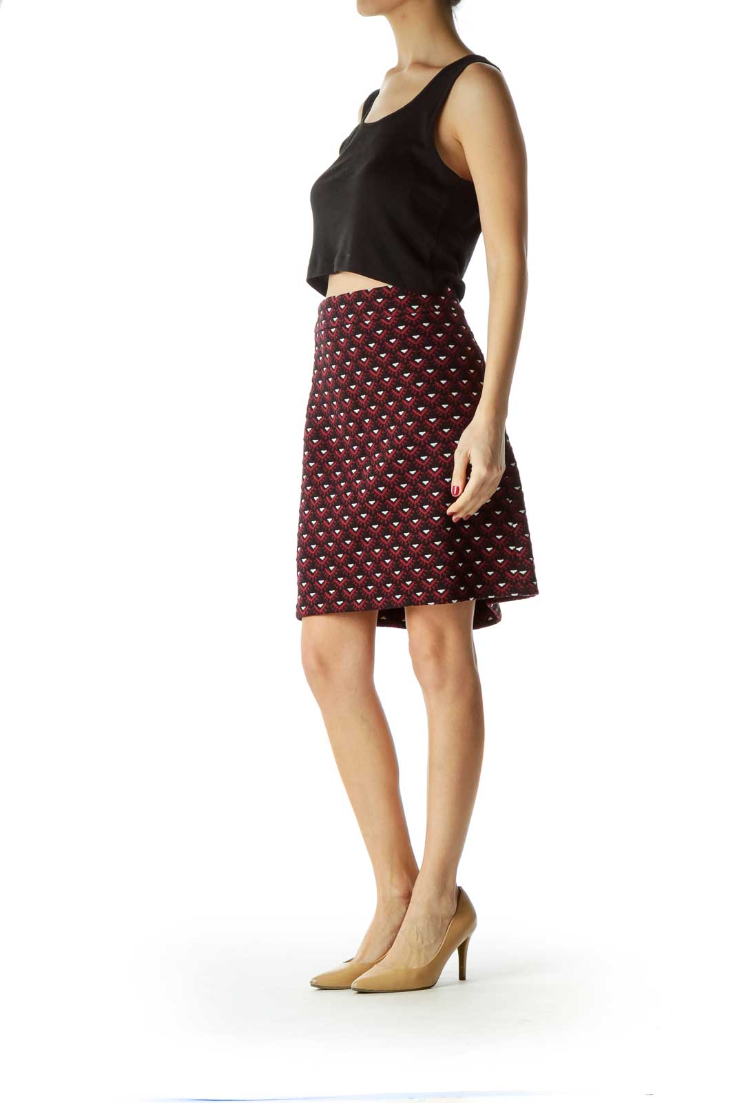 Multicolor Printed Stretchy A-Line Skirt