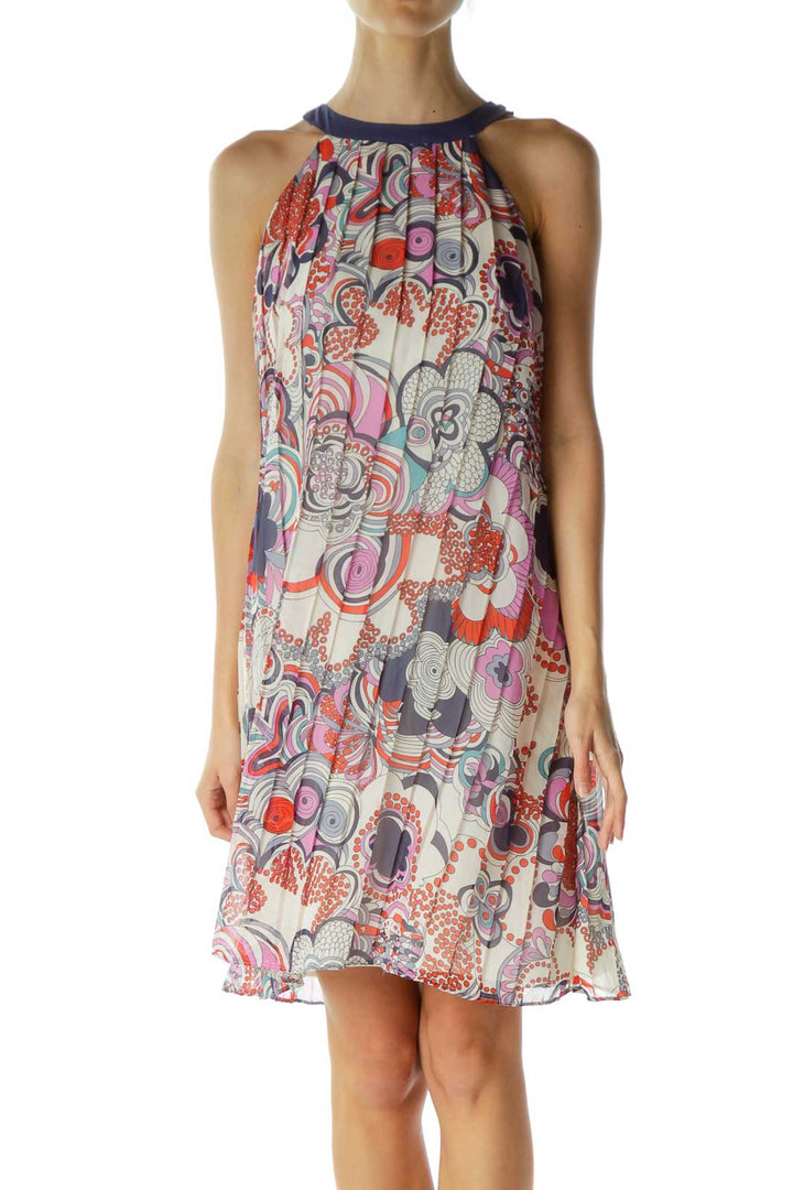 Multicolor Pleated Day Dress