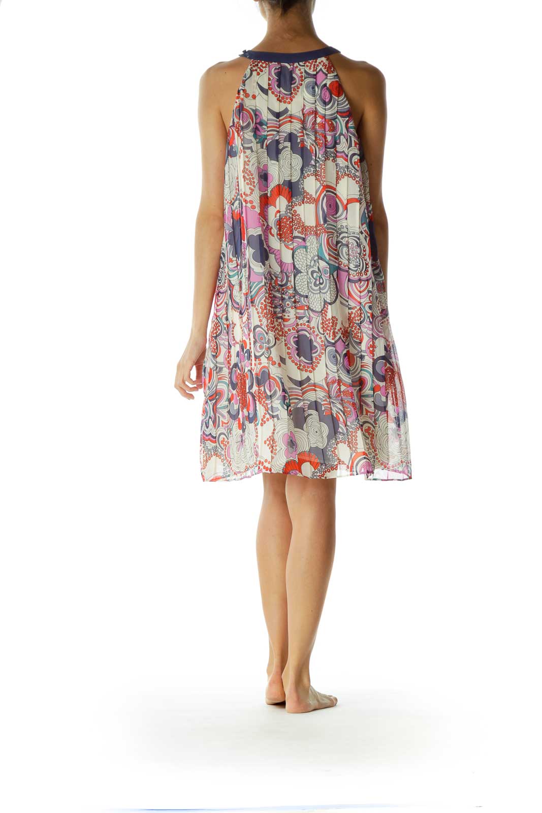 Multicolor Pleated Day Dress