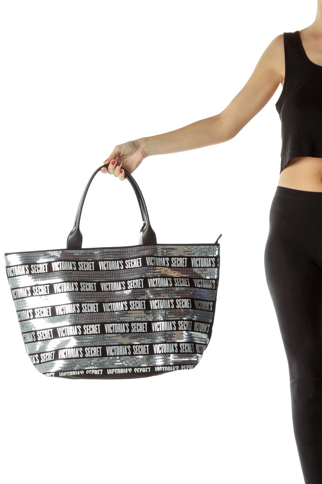 Black Silver Sequined Tote