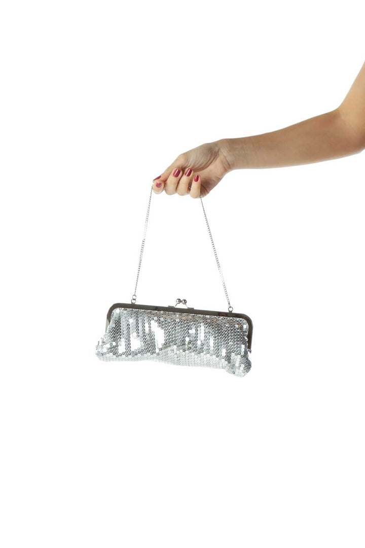 Silver Sequined Clutch