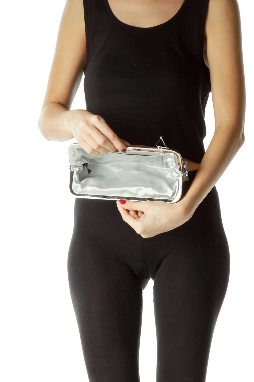 Silver Sequined Clutch