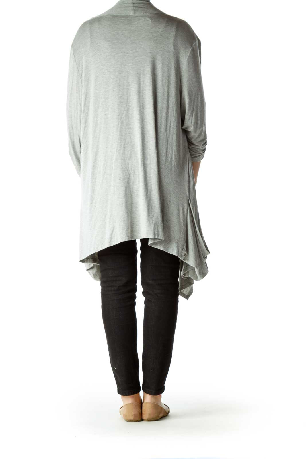 Gray 3/4 Sleeve Waterfall Cardigan