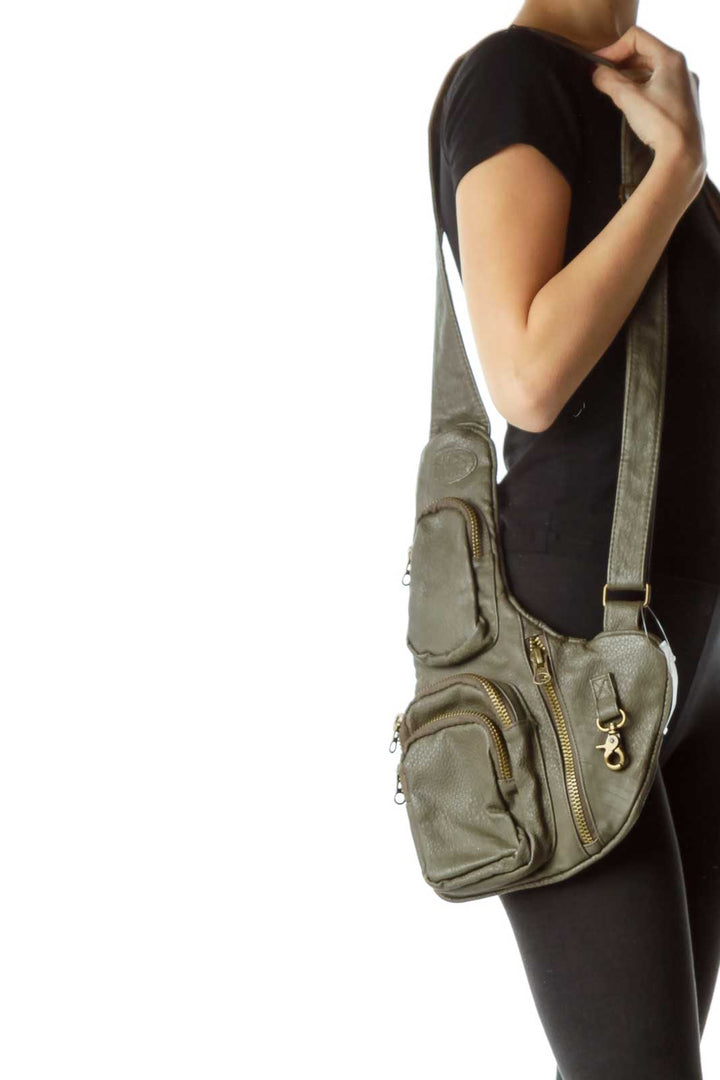 Gray Zippered Crossbody Bag