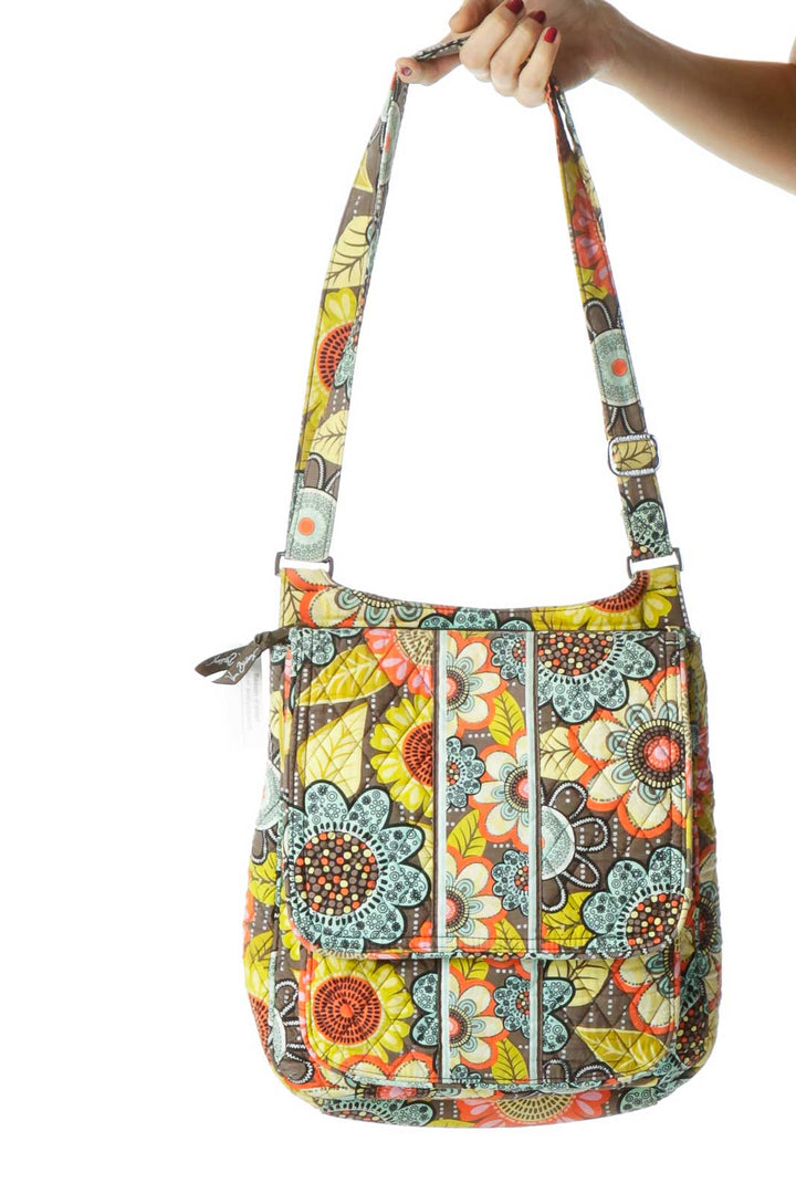 Multicolor Flower Print Crossbody Bag