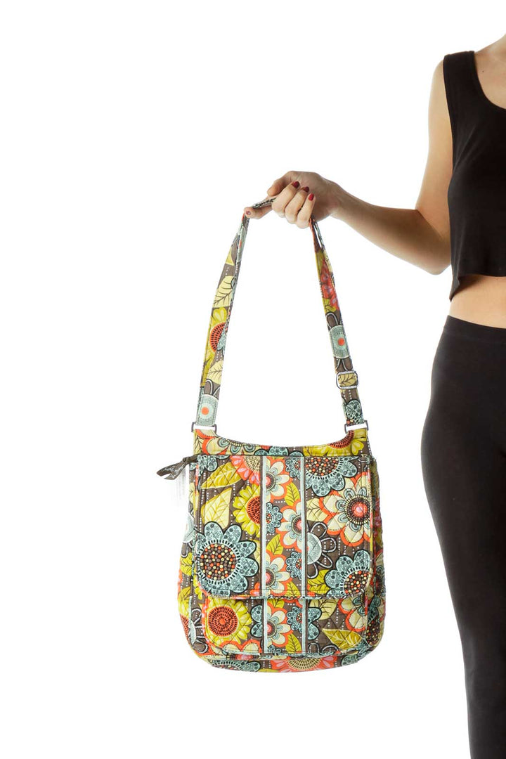 Multicolor Flower Print Crossbody Bag