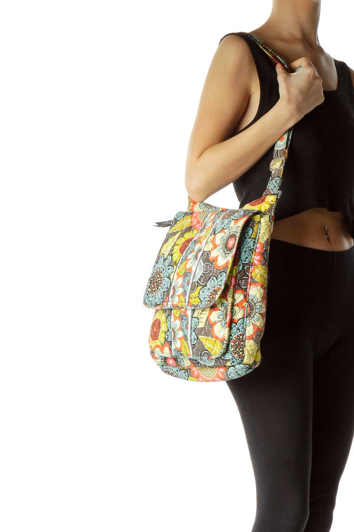 Multicolor Flower Print Crossbody Bag