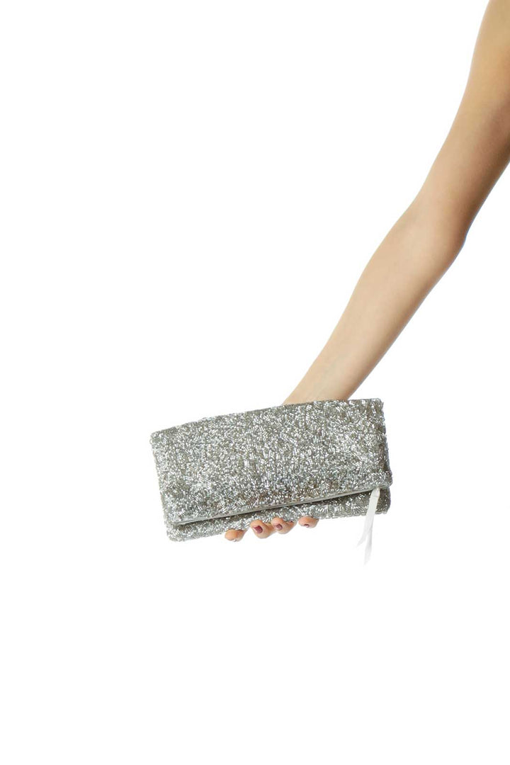 Silver Sequined Clutch