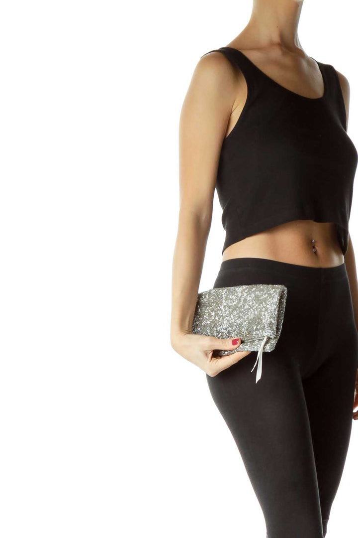 Silver Sequined Clutch