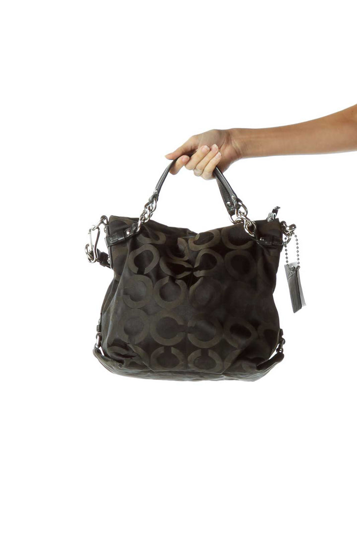 Black Circle Print Shoulder Bag