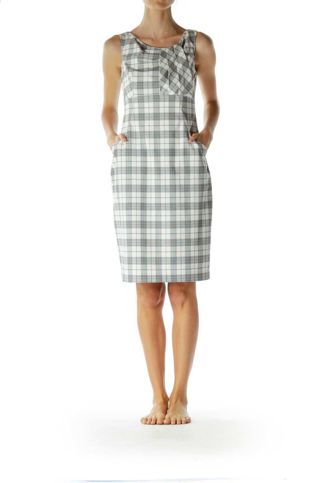 Black and Cream Plaid Work Dress