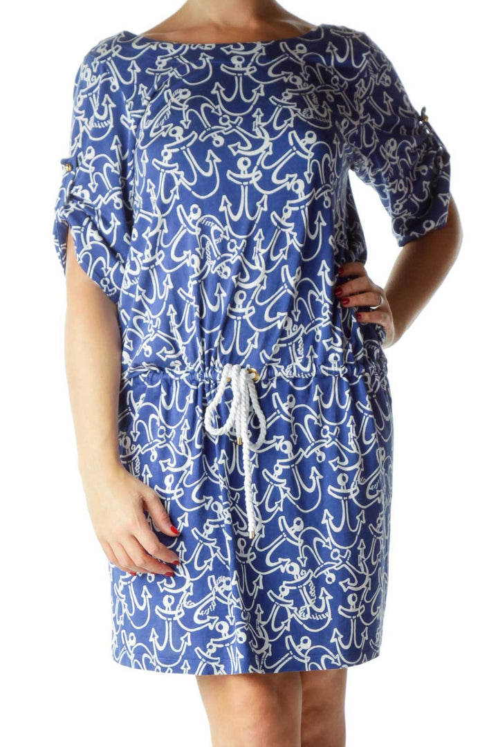 Blue White Nautical Print Day Dress