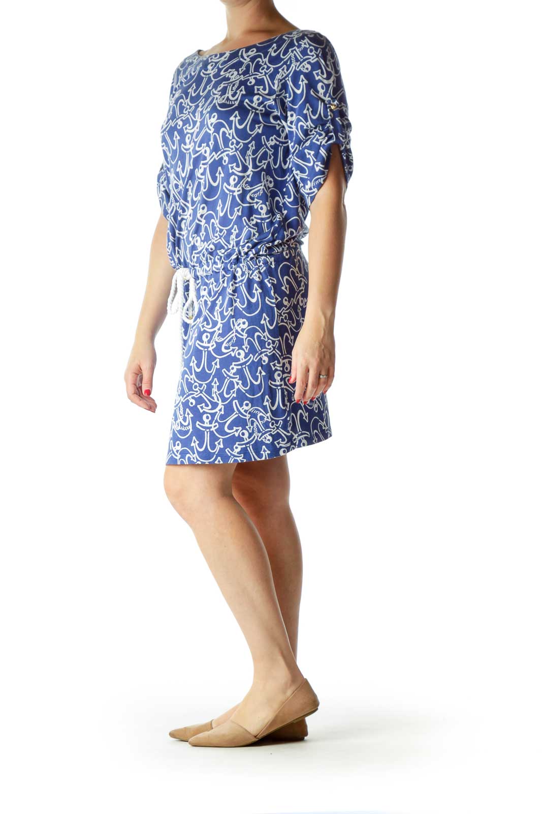 Blue White Nautical Print Day Dress