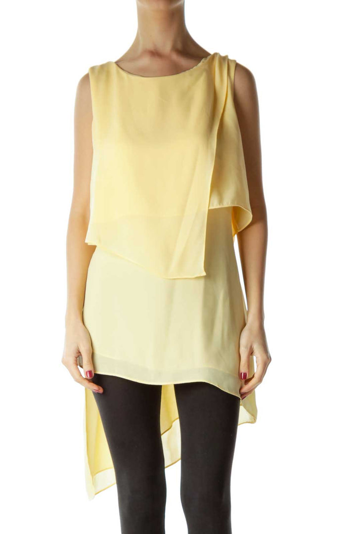 Yellow Boat Neck Sleeveless Day Dress