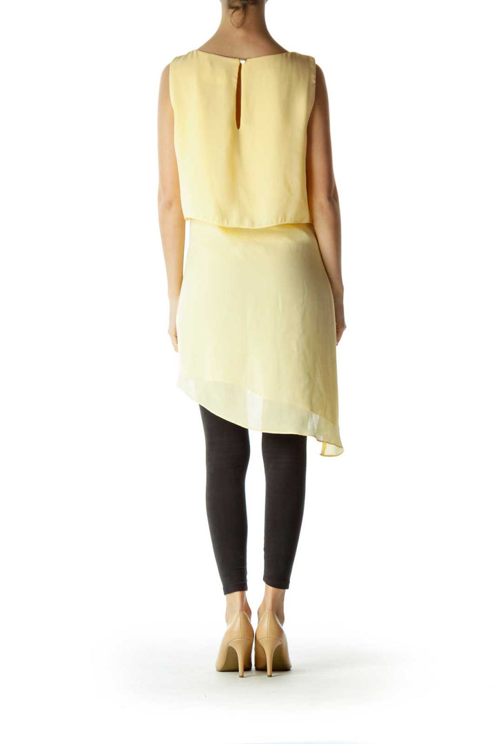 Yellow Boat Neck Sleeveless Day Dress