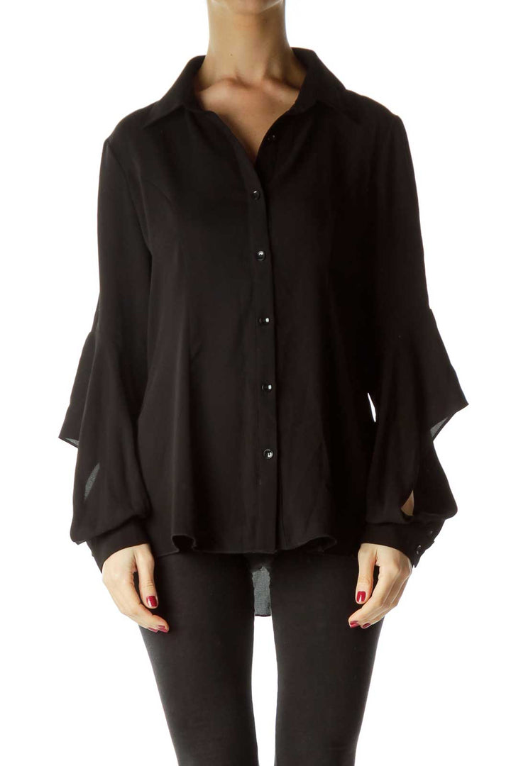 Black Blouse with Open Sleeves