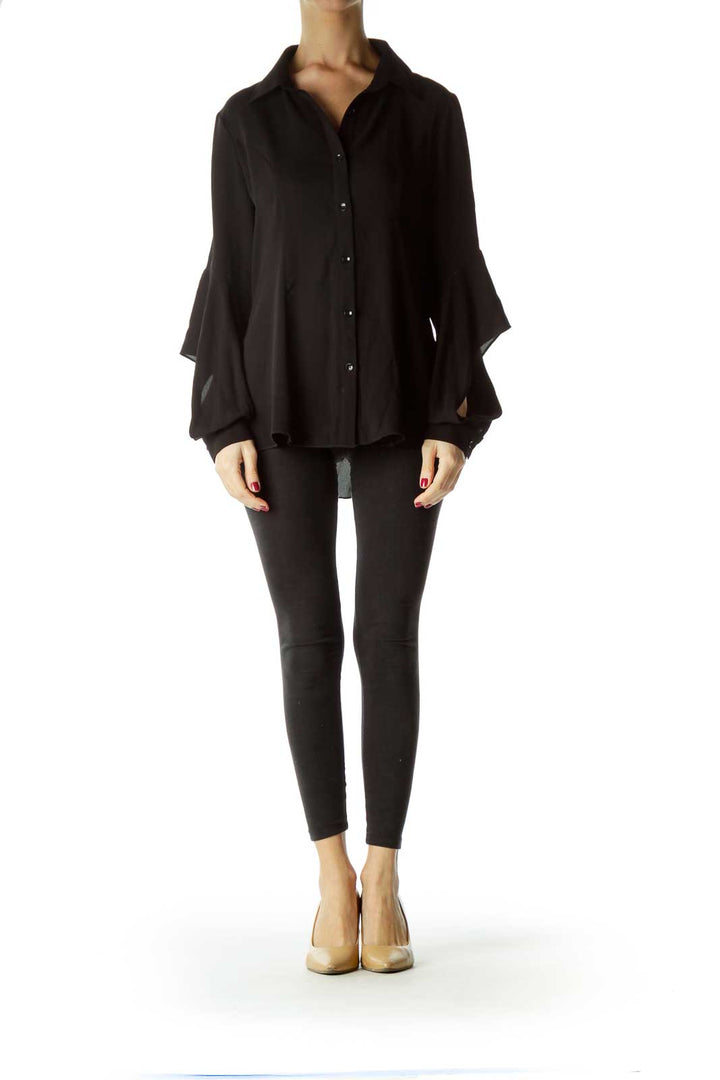 Black Blouse with Open Sleeves