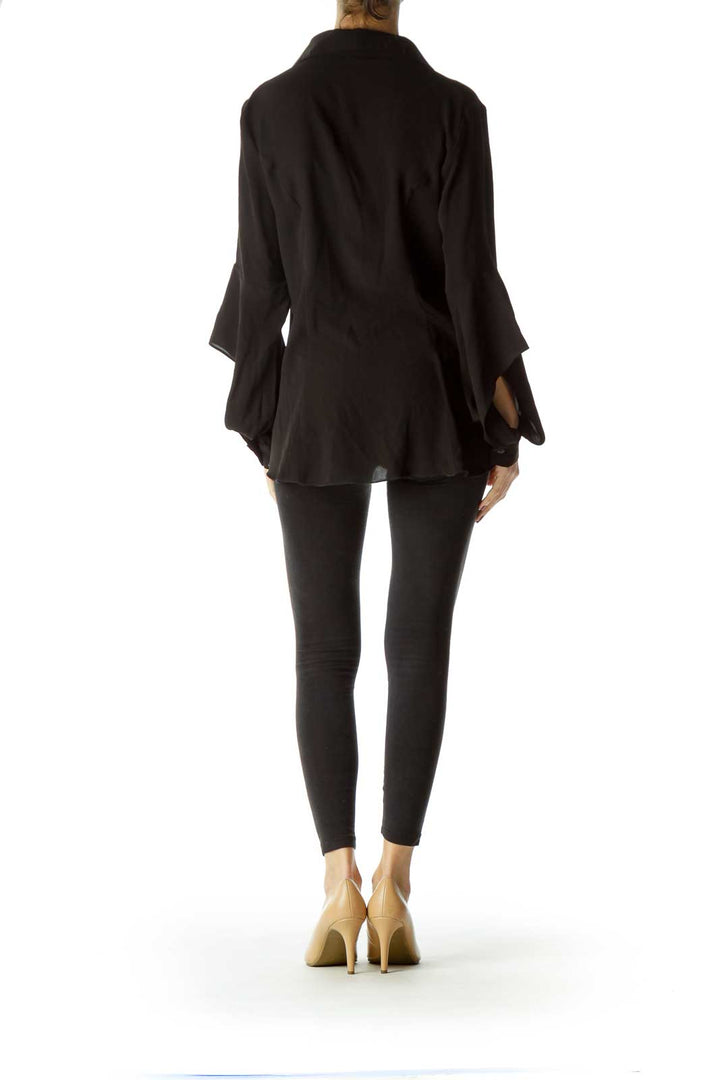 Black Blouse with Open Sleeves