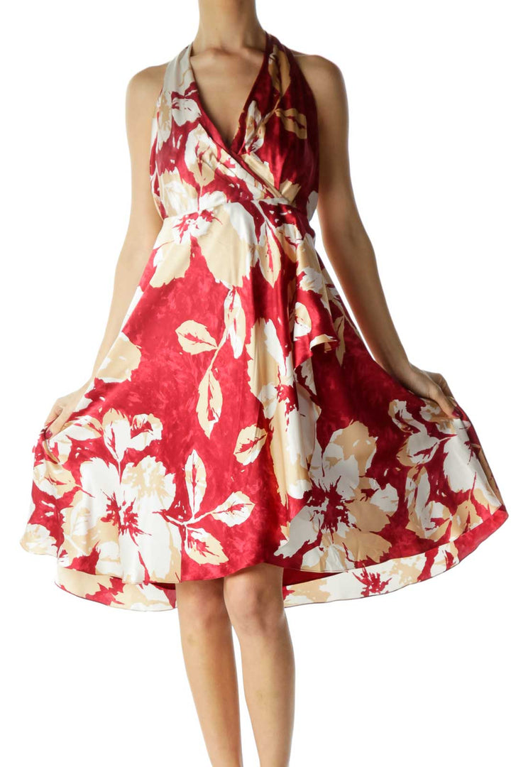 Multicolor Printed Floral Halter Day Dress