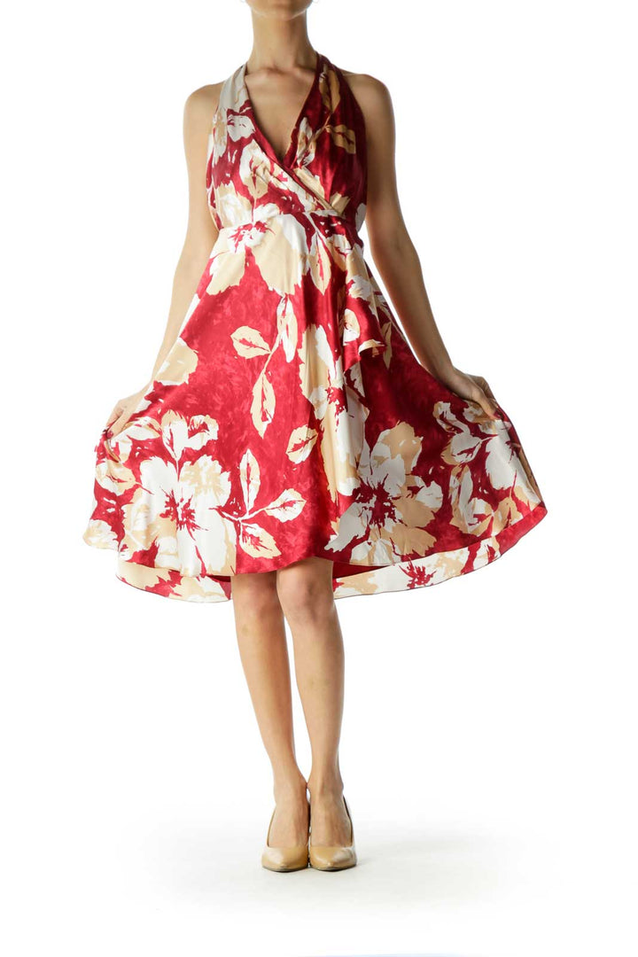 Multicolor Printed Floral Halter Day Dress