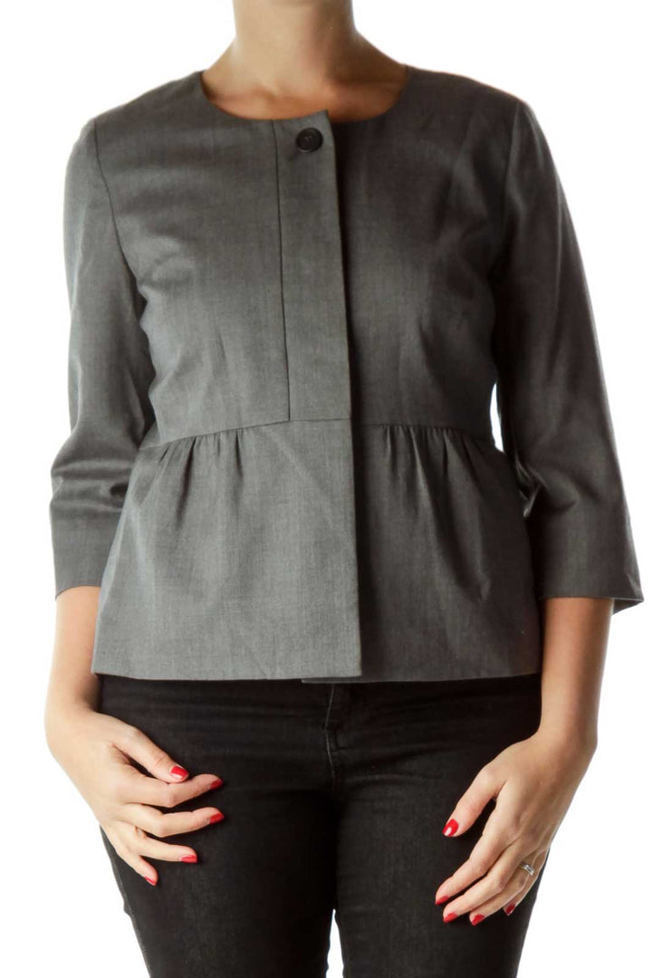 Gray Wool Cropped Jacket