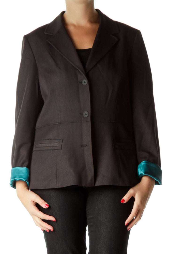 Black Suit Jacket with Teal Lining