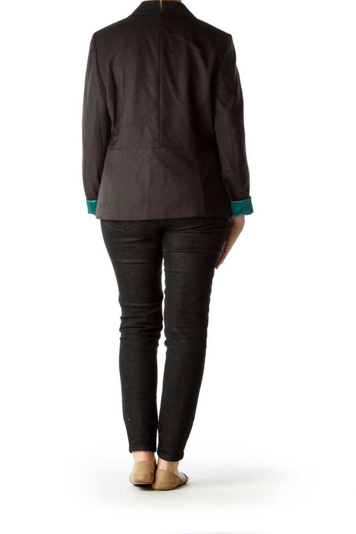 Black Suit Jacket with Teal Lining