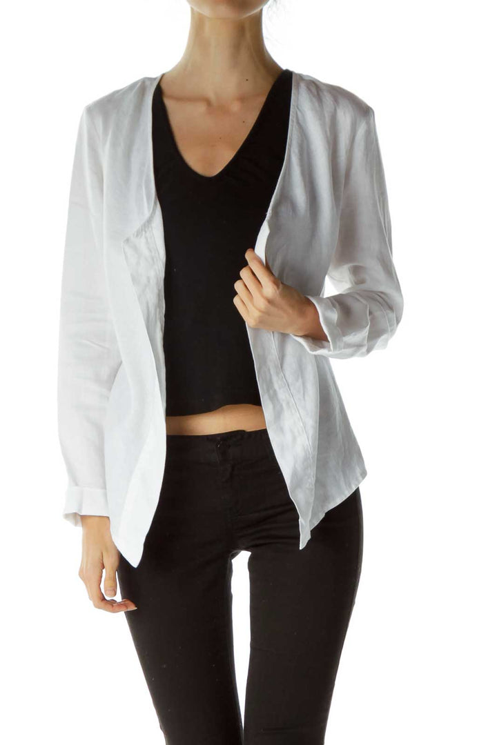 White Open Linen Jacket