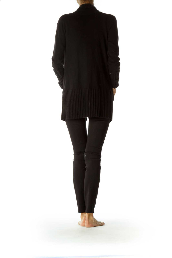 Black Cashmere Blend Open Cardigan