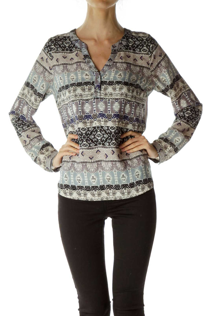 Purple Print Blouse