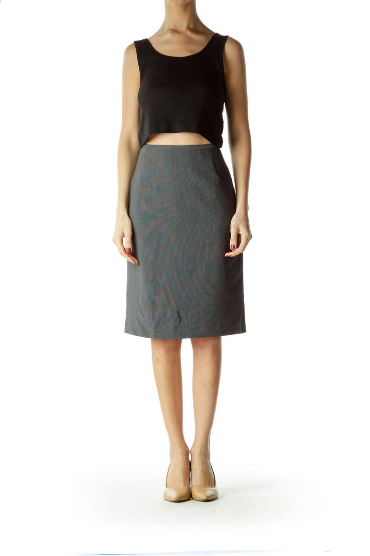 Black White Cinched Waist Pencil Skirt