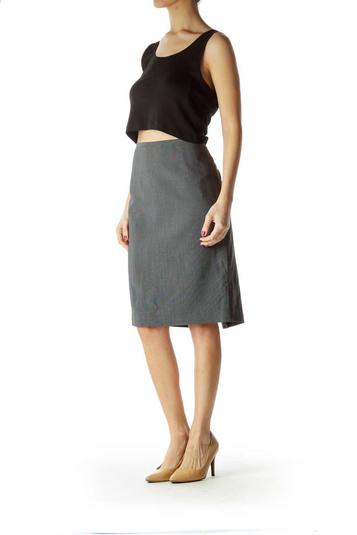 Black White Cinched Waist Pencil Skirt