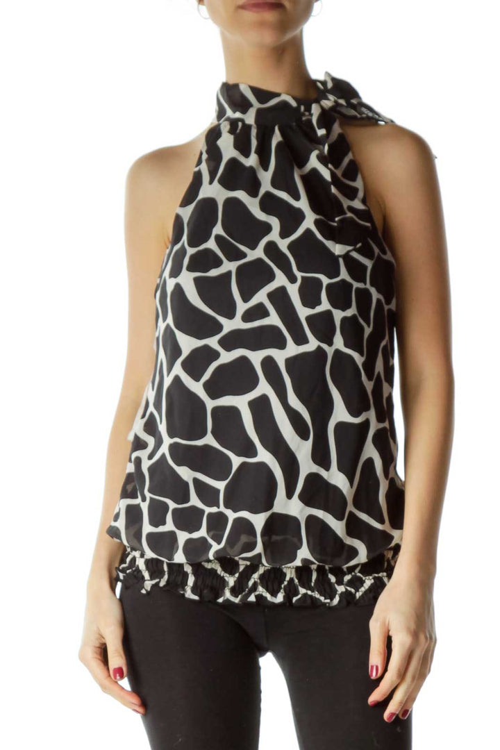 Black Animal Print Halter Top